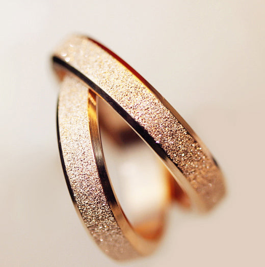 Frosted Rose Gold Plated Titanium Wedding Band - Zoey - Zoey Philippines