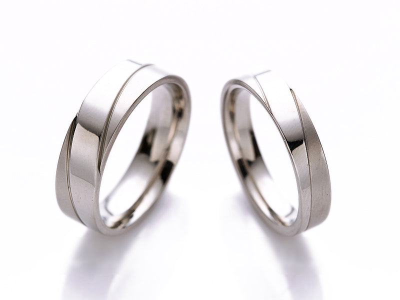 Polished Inlay Titanium Couple Ring - Zoey - Zoey Philippines