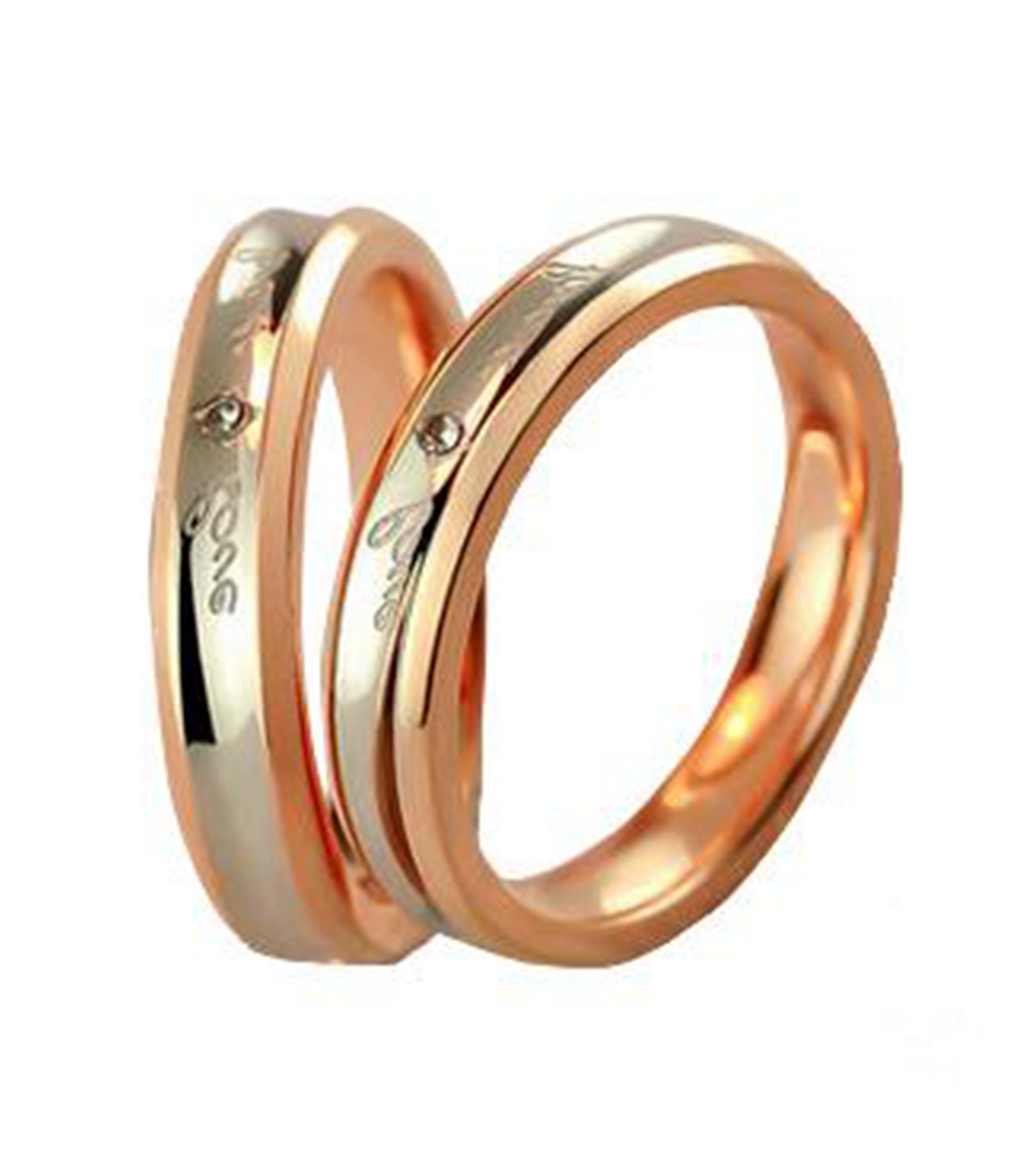 Buy Plain Platinum & Rose Gold Couple Rings With a Wave JL PT 403 Online in  India - Etsy