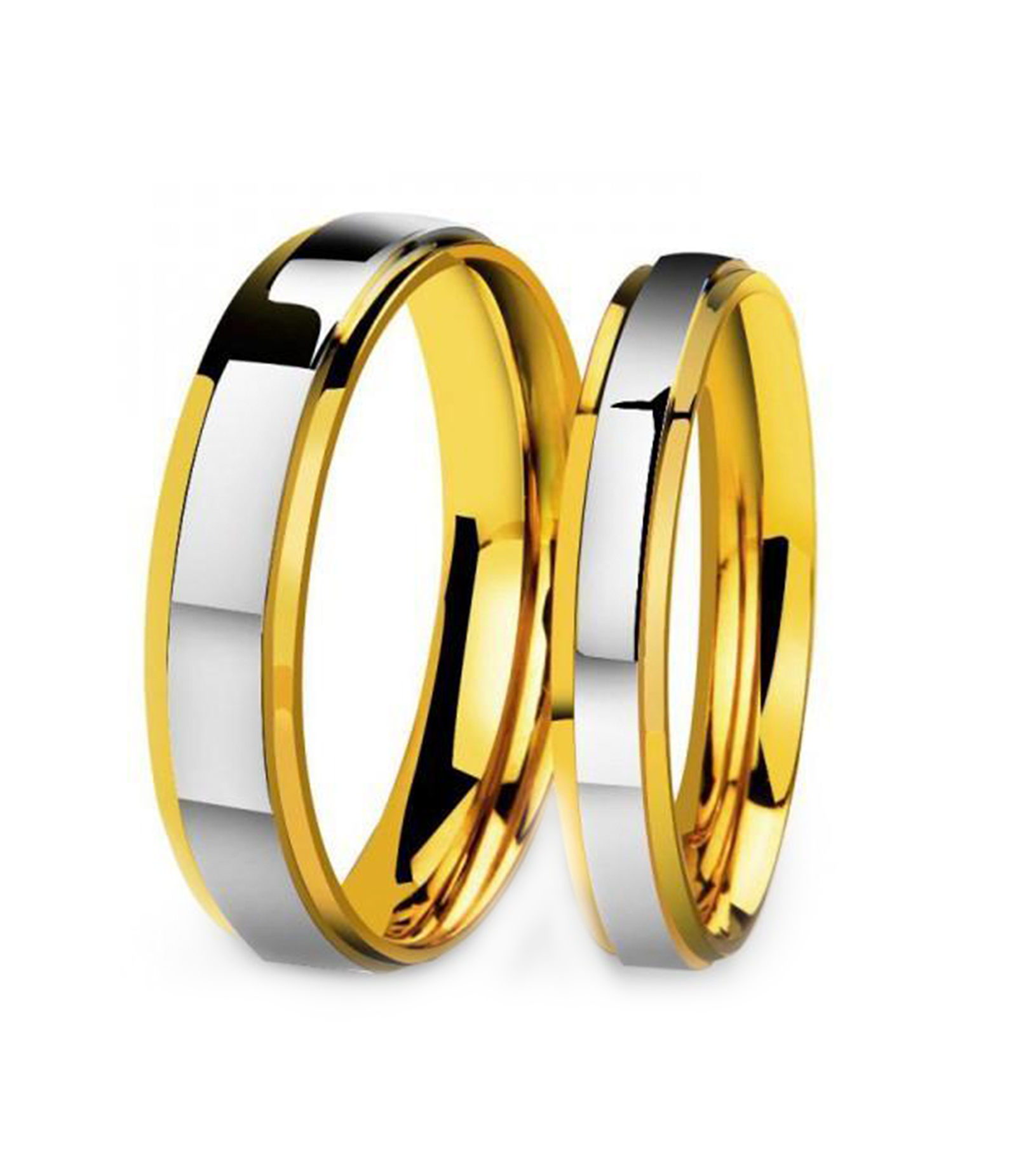 Plain Two Tone Gold Plated Titanium Wedding Bands - Zoey - Zoey Philippines