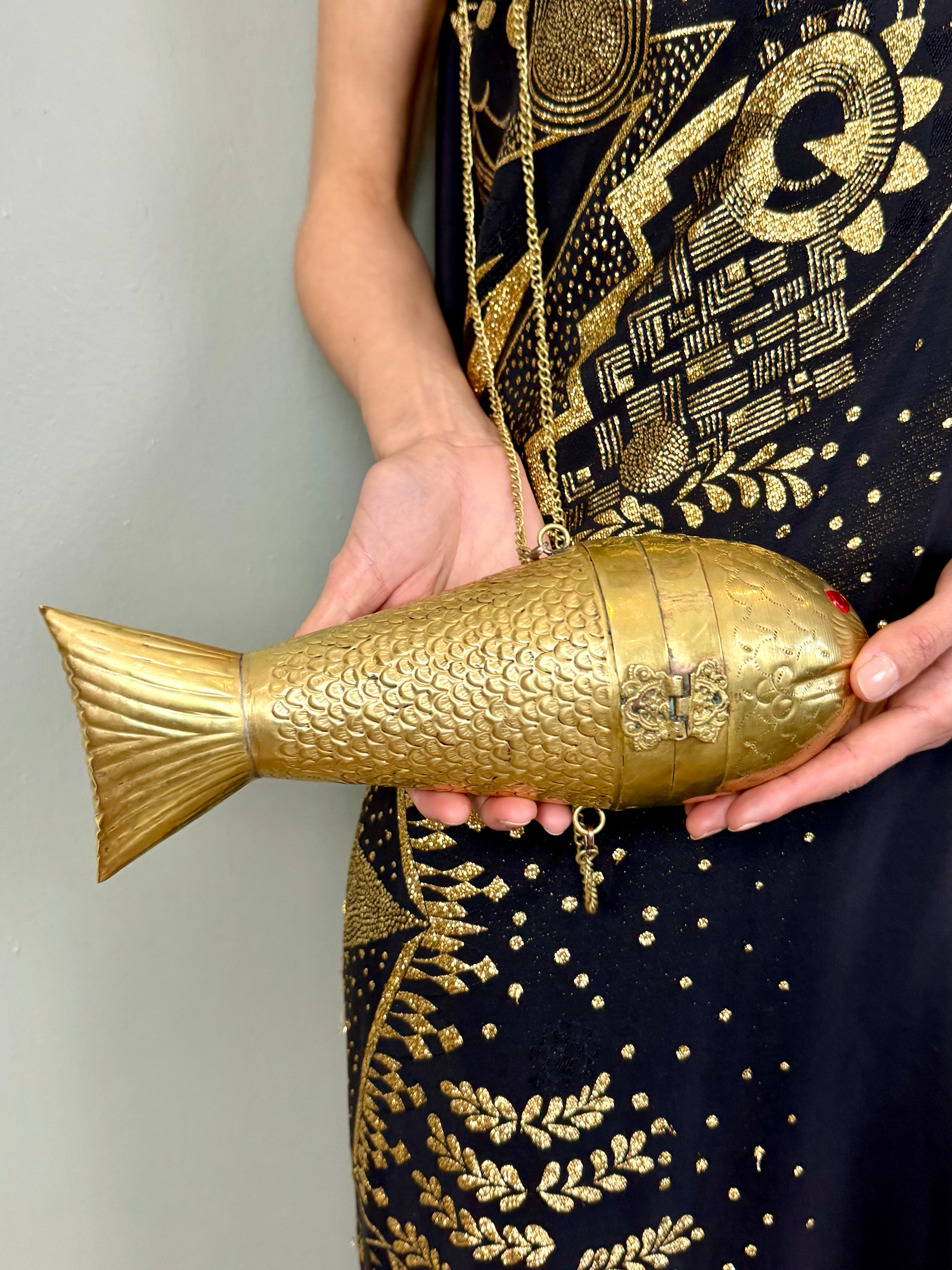 image of Carlotta, 70s brass fish crossbody bag