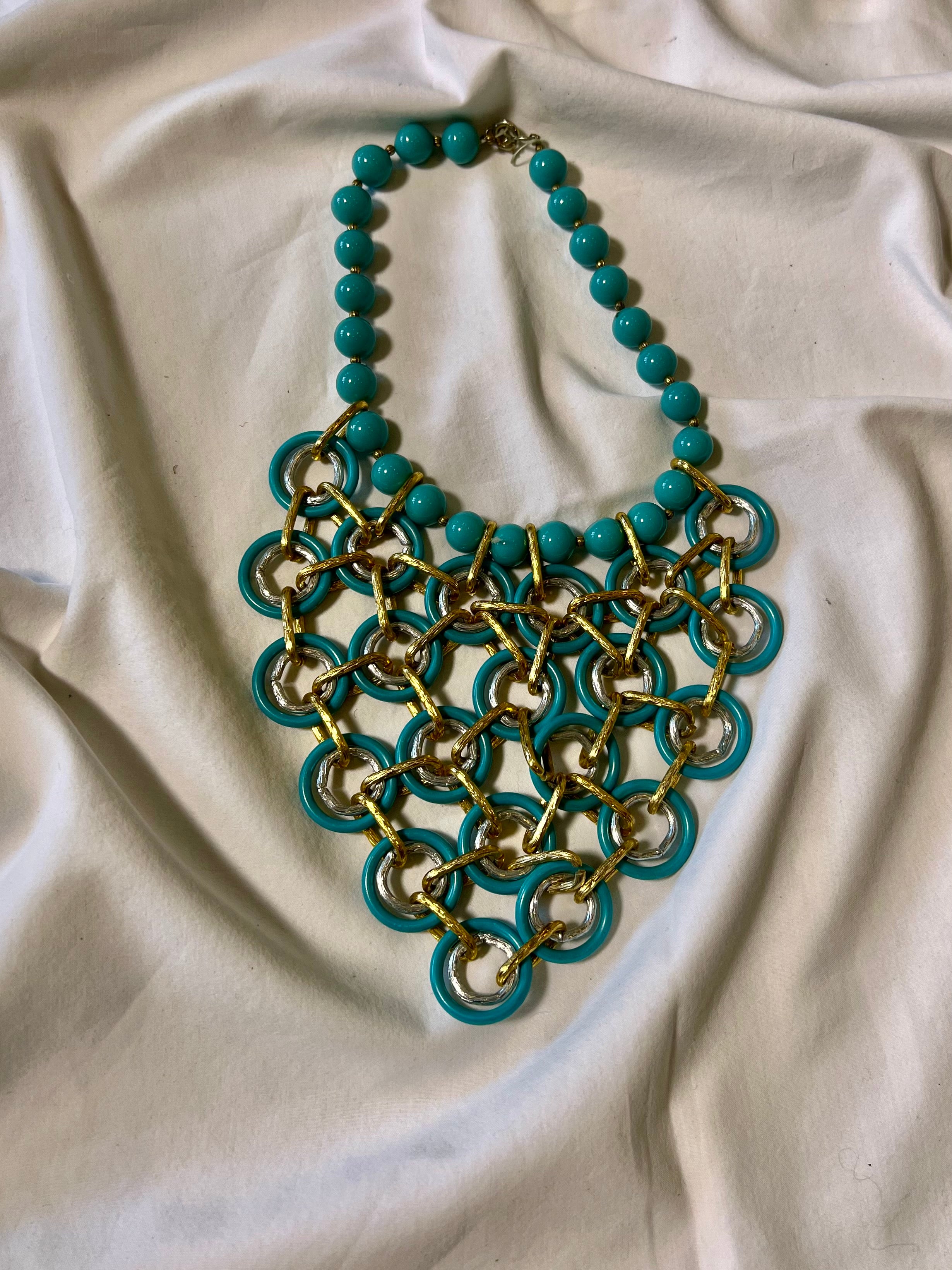 Ciara, turquoise beaded 60s original necklace Product Image