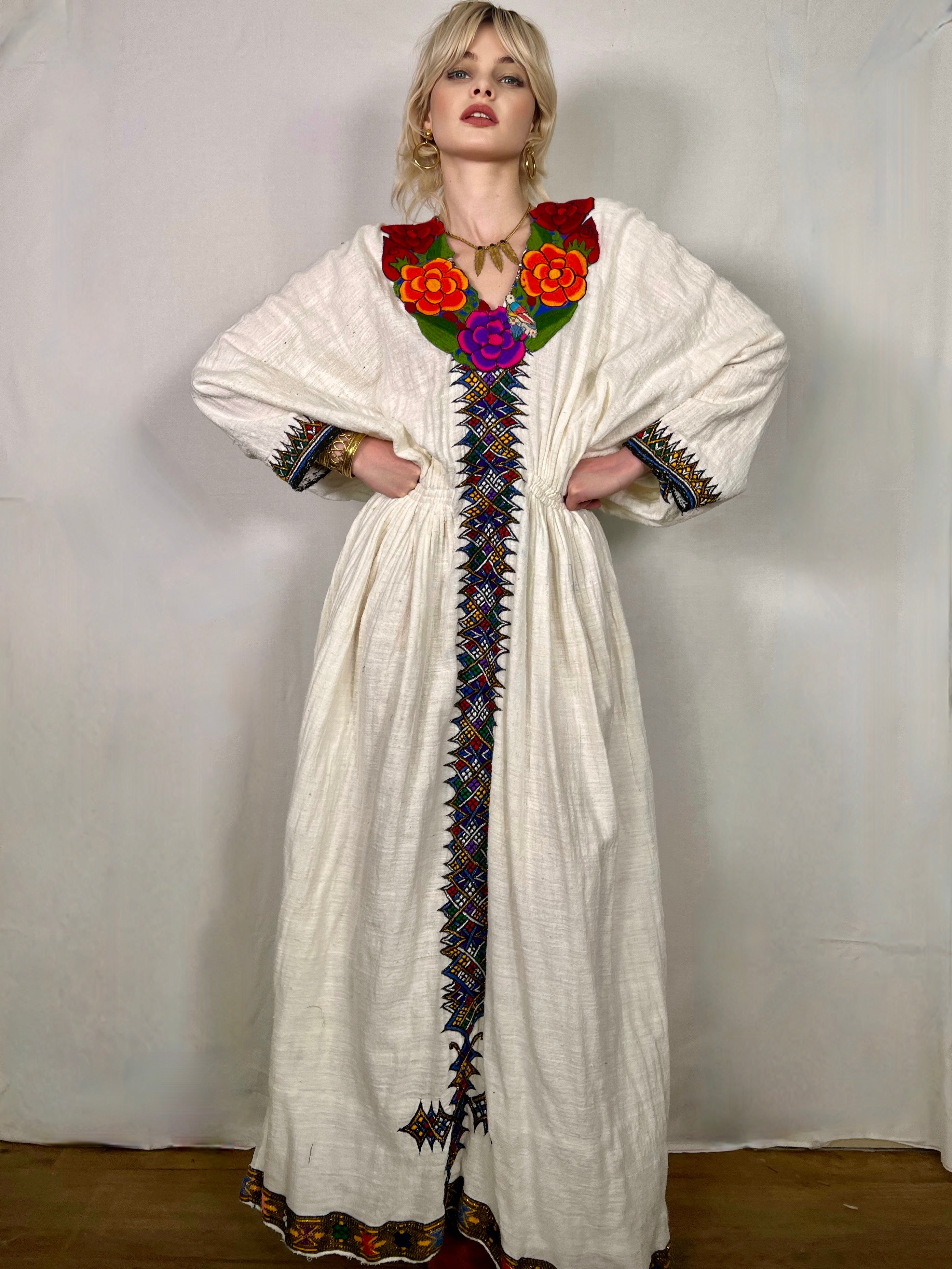 image of Magda, 70s cheesecloth embroidered Kaftan