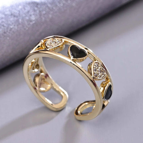 Beautiful Golden Heart Gold Plated CZ Ring