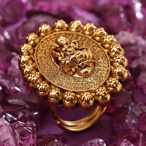 Classic Golden Laxmi Gold Plated NA Ring