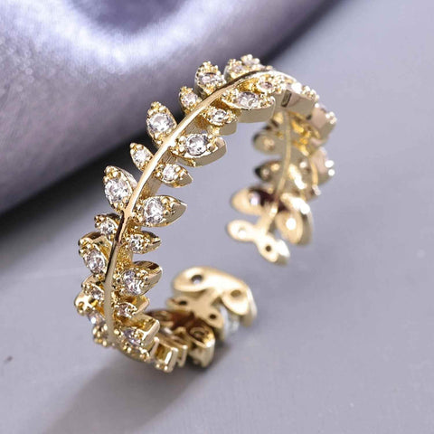 Glittery Golden Gold Plated CZ Ring