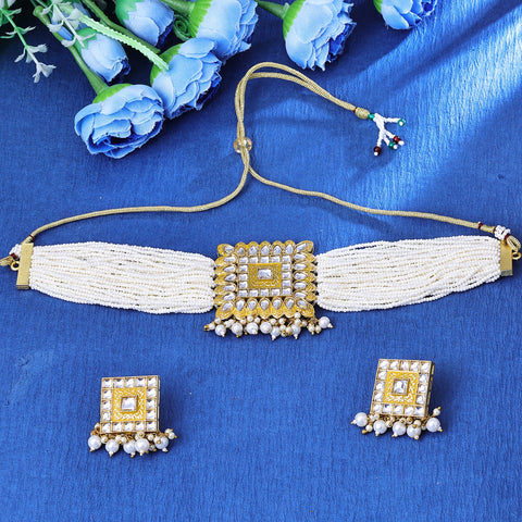 Lovely Gold Plated White Crystal Choker Necklace