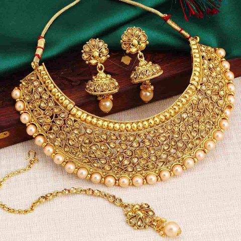 Modish Choker Gold Plated Necklace Set