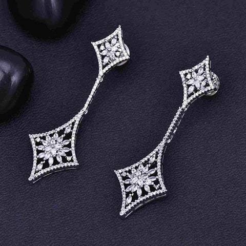 Personable White Rhodium Plated Cz Dangler Earring