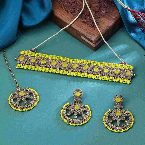 Yellow Choker Round Shape Necklace