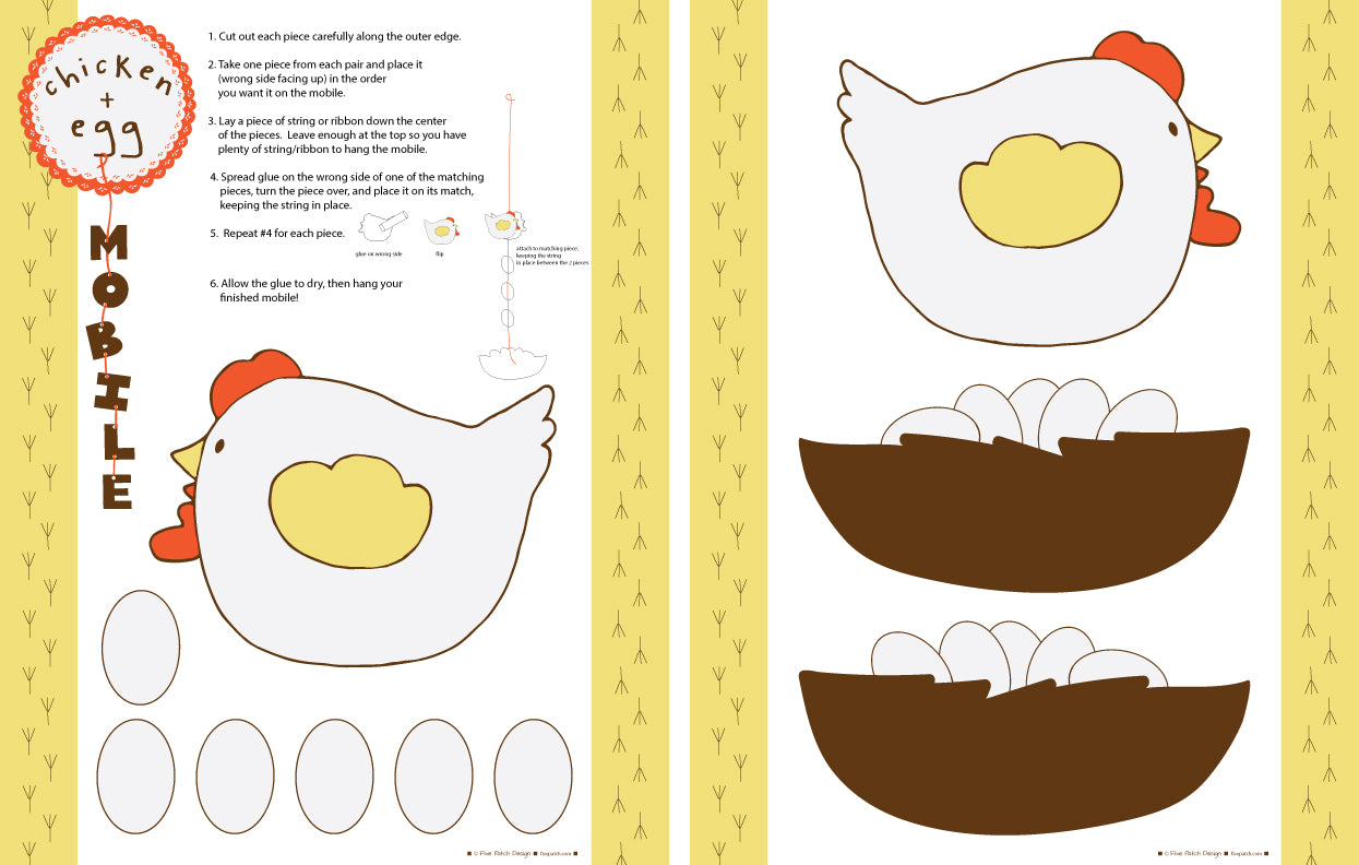 Five Patch Design Chicken and Egg Mobile free printable