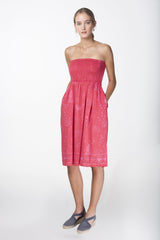 sara bandeau pink red melanie press dress