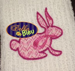 Beautiful Easter Bunny Rabbit with Breast Cancer Motif Applique Embroidery  Design