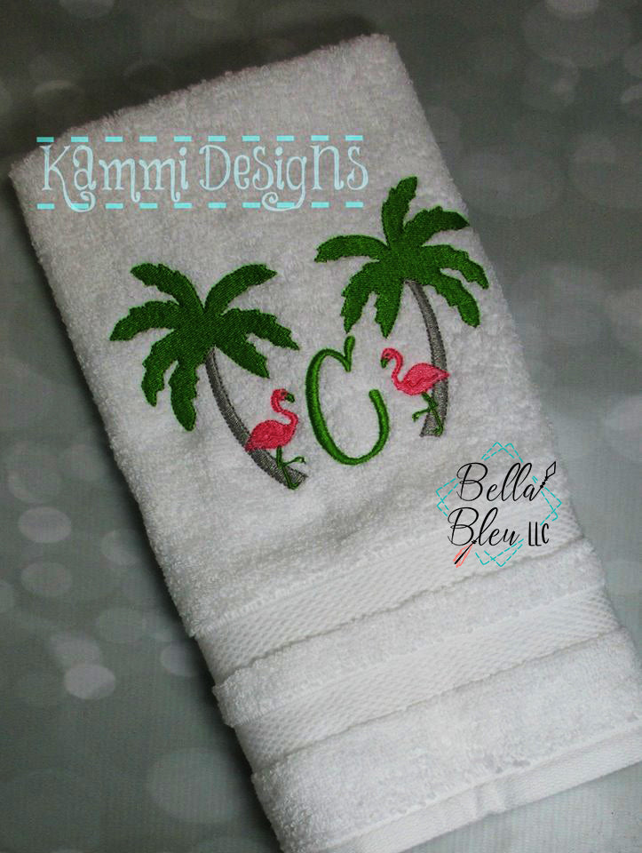 Download Palm Trees Pink Flamingo Machine Embroidery Design Bella Bleu Embroidery