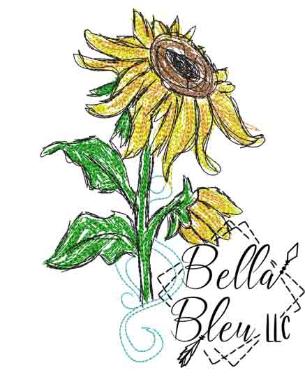 Download Sunflower Scribble 6 | Bella Bleu Embroidery