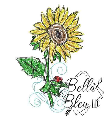 Download Sunflower Scribble 10 Bella Bleu Embroidery