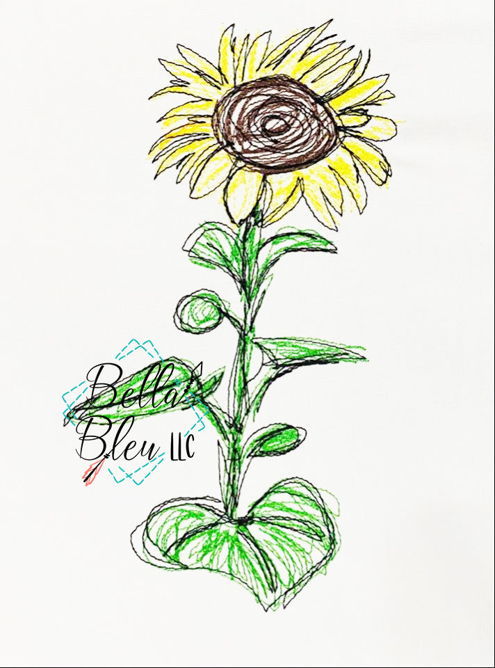 Download Sunflower Scribble Sketchy | Bella Bleu Embroidery