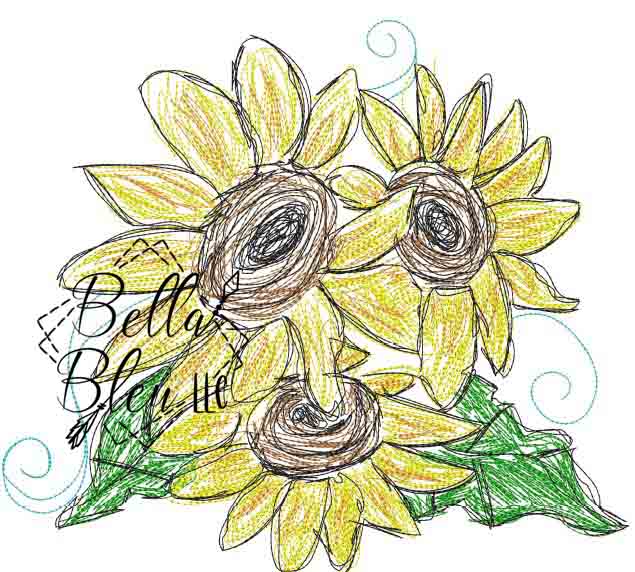 Sunflower Scribble 2 | Bella Bleu Embroidery