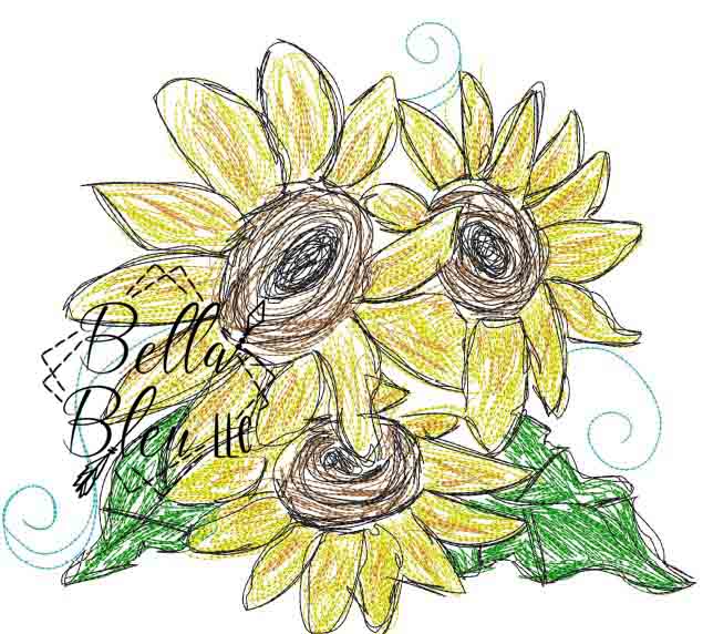 Download Sunflower Scribble 2 Bella Bleu Embroidery