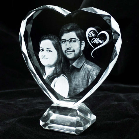 Personalized laser engraved heart shaped crystal 