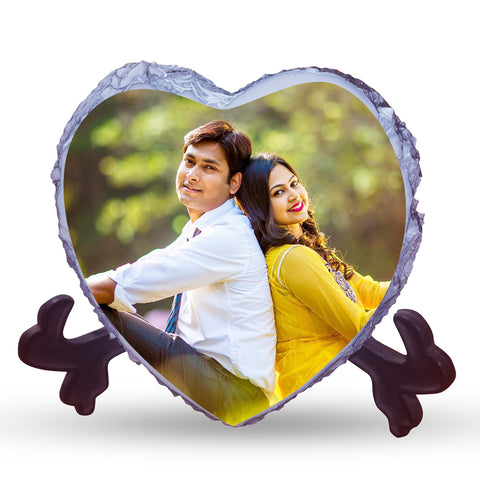 personalized stone heart shaped color photo frame