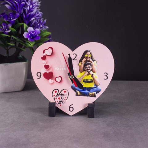 personalized wooden heart clock frame