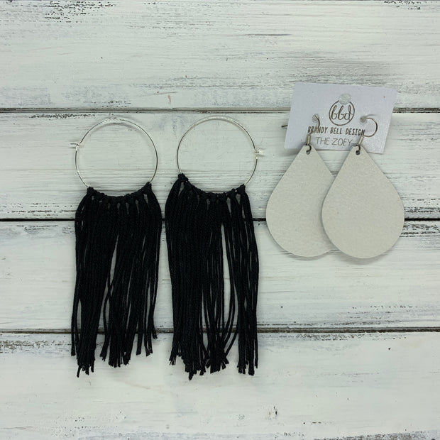 HALEY- Tassel Hoop Earrings LIGHT GRAY 