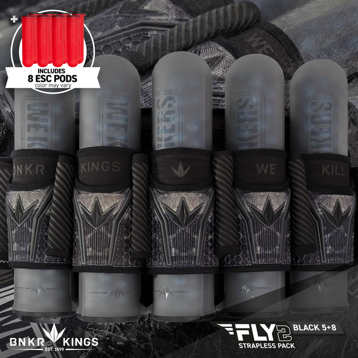 Bunkerkings Fly2 Pack 5 + 8 - Black Skull/Splash (incl. 8 Red ESC Pods)