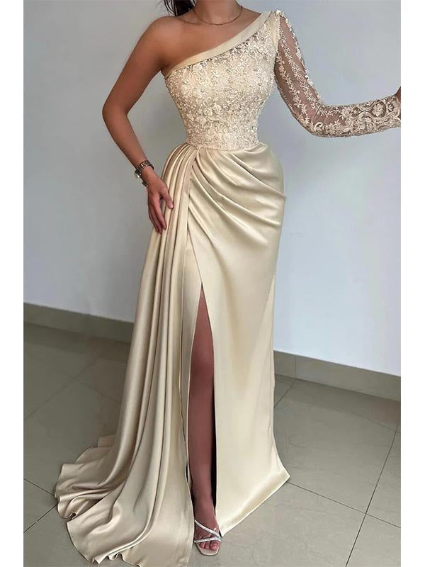 gold long sleeve prom dresses