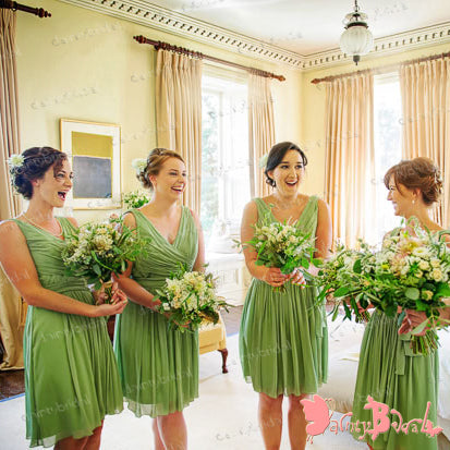 short lemon bridesmaid dresses