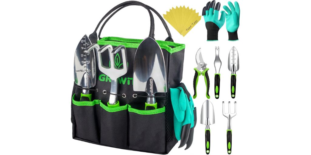 Amazon - Heavy Duty Garden Tools 10 Pieces Set - Rust Proof, Durable Gardening Supplies Gifts for Women Men Mom or Dad - Ergonomic Gardening Hand Tools - Garden Gifts for Mom and Dad