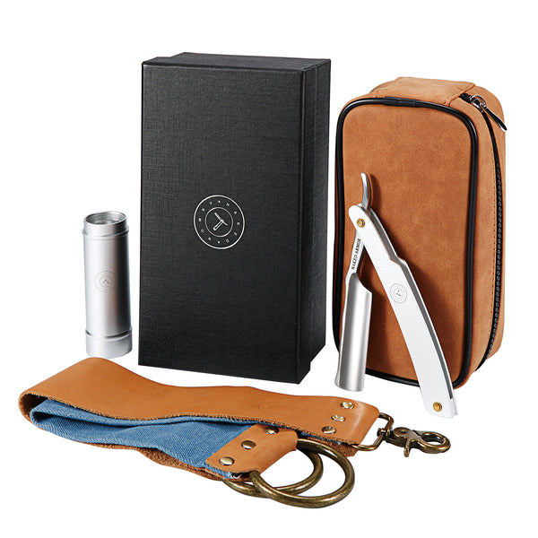 Merlin Stainless Steel Straight Razor Travel Kit