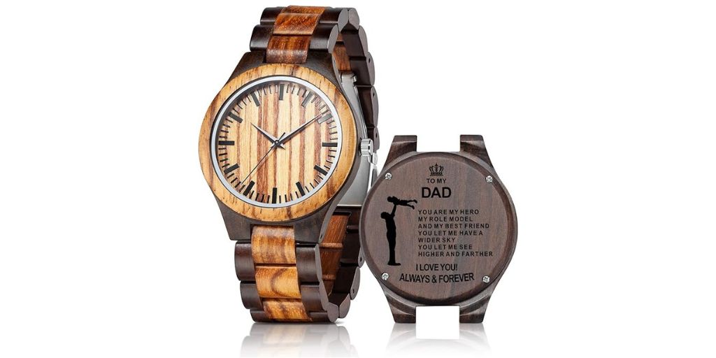 UMIPHIMAT Personalized Engraved Wooden Watches - Custom Anniversary Birthday Wood Watches for Men Husband Boyfriend Dad Him Son