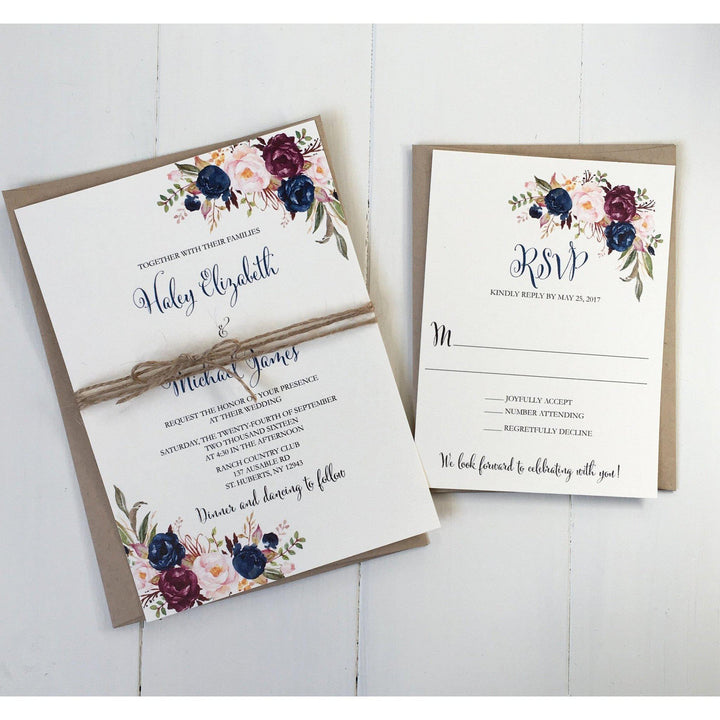 Rustic Elegant Wedding Invitation - Cotton Willow Design Co.