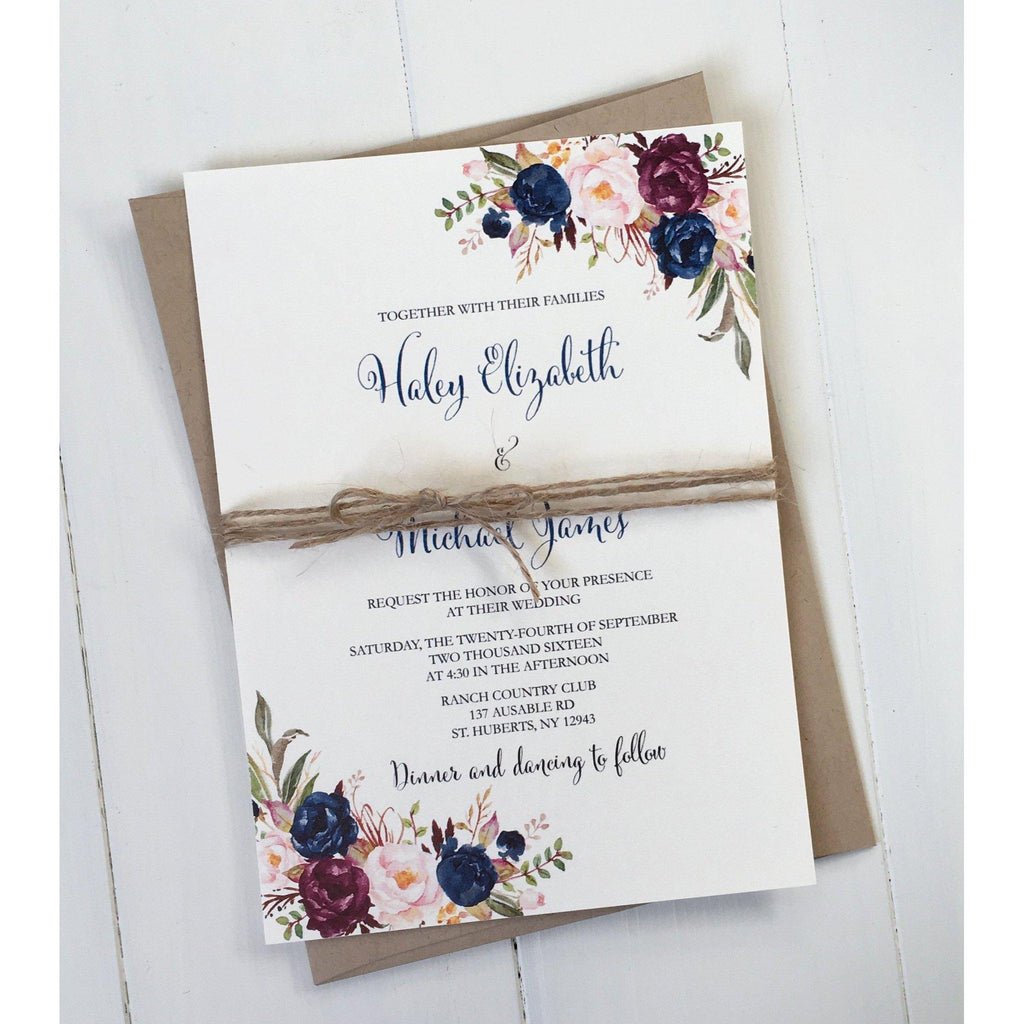 Rustic Elegant Wedding Invitation - Cotton Willow Design Co.