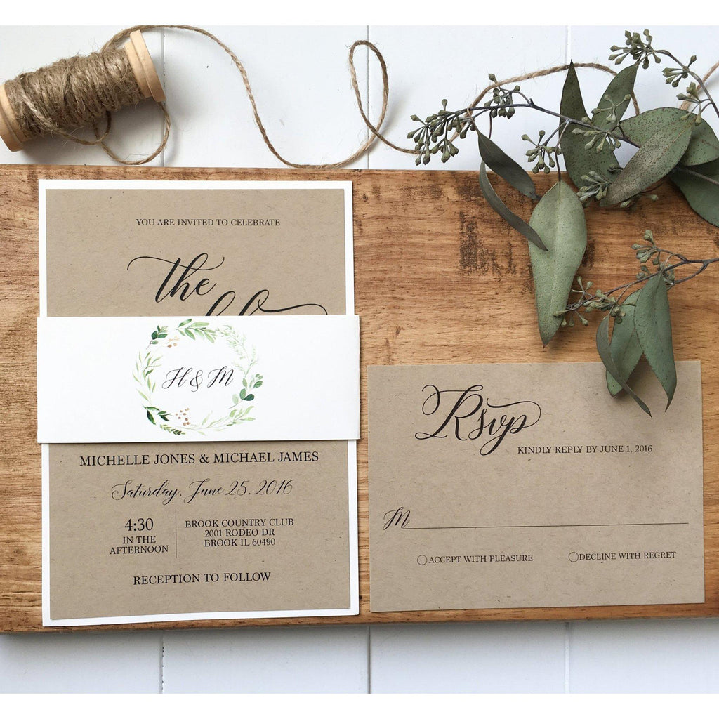 Rustic Elegant Wedding Invitation Cotton Willow Design Co 5085