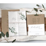 Rustic Vellum, Greenery Wedding Invitation - Cotton Willow Design Co.