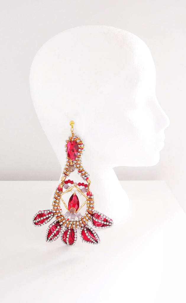 Morowa Crystal And Bandana Leaf Earrings – Anita Quansah London