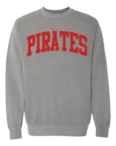 Lubbock Pirates Baseball~Red Pirates logo on Grey Crewneck Sweatshirt
