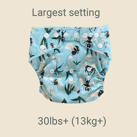 largest setting on onesize pocket nappy