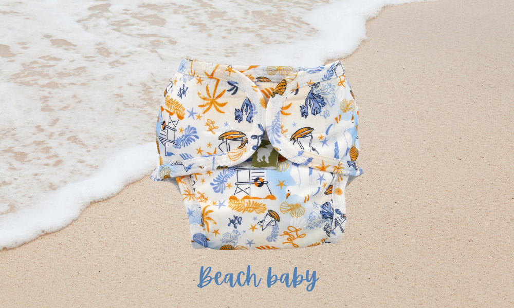 little lamb beach baby swimming nappy print