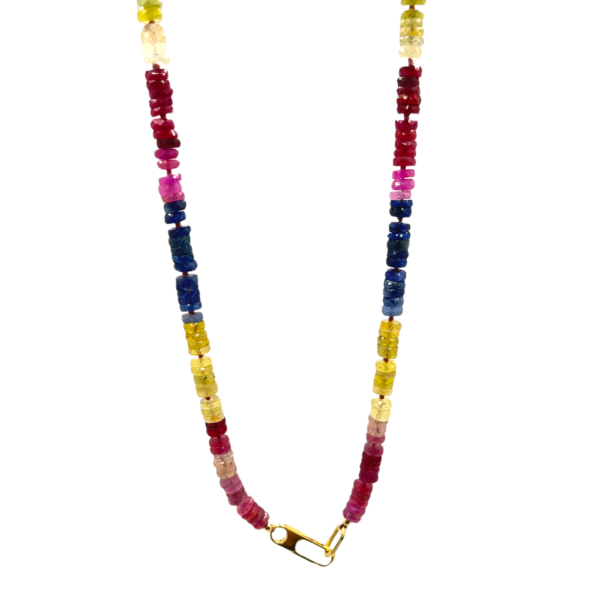 Multicolor Rainbow Sapphire Beaded Necklace – Meira T Boutique