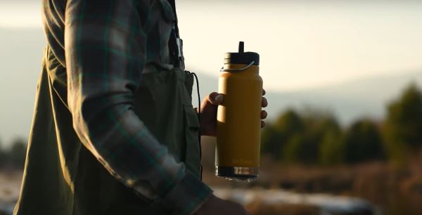 Insulated water bottle ideal for travel.