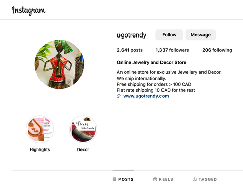 Image showing Instagram page of UGoTrendy