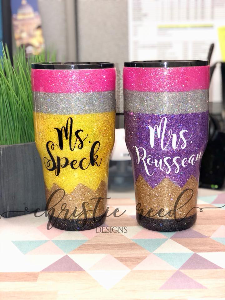 Download Glitter Pencil Tumbler Personalized Teacher Gift Teacher Tumbler Christie Reed Designs