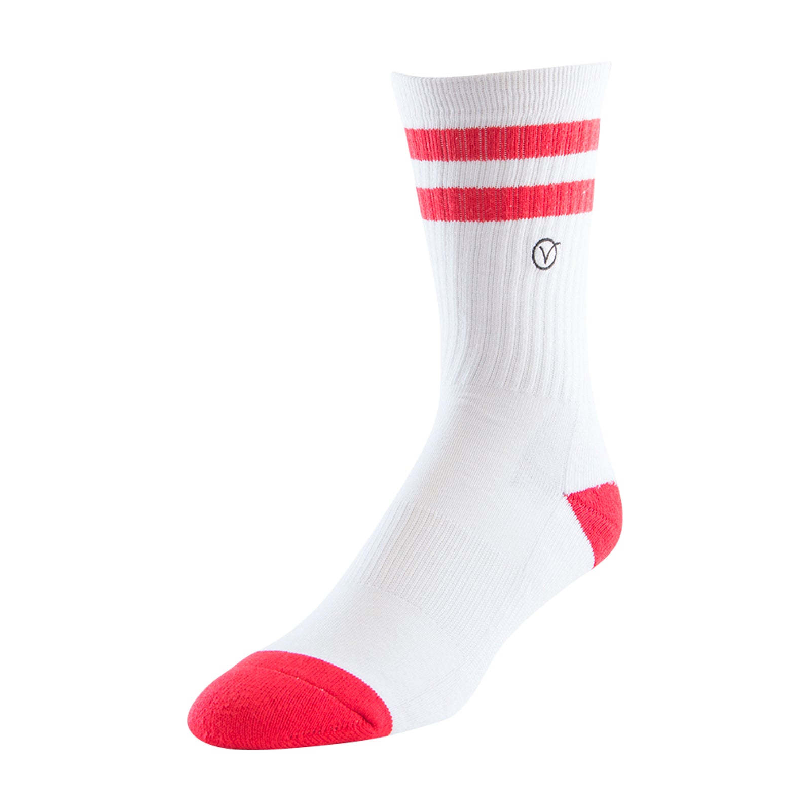 Men's Casual Crew Sock - White w/ Red Stripe – VybeSocks