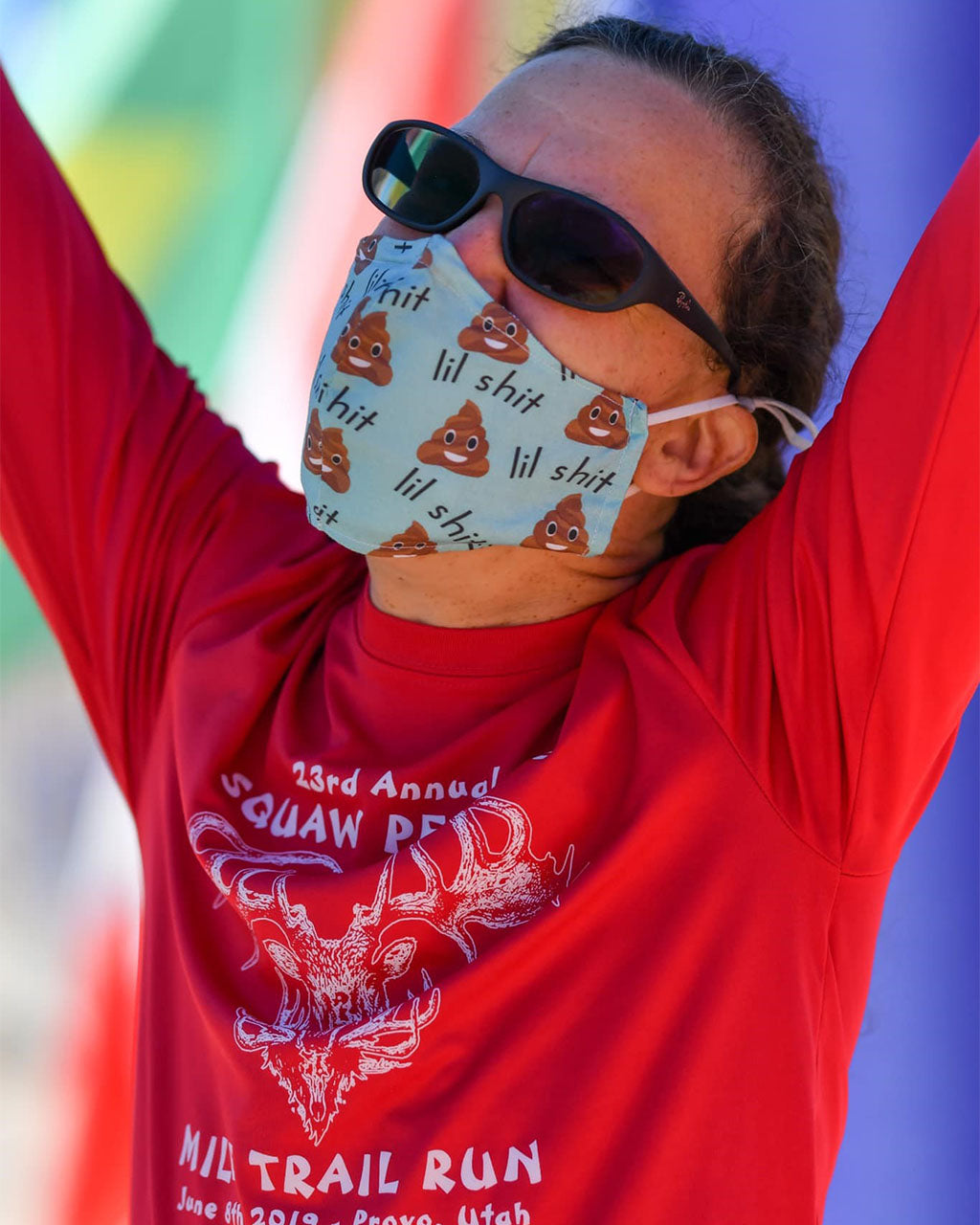 Jill Clark rejoicing at husband Phillip Lowry's finish at Moab 240