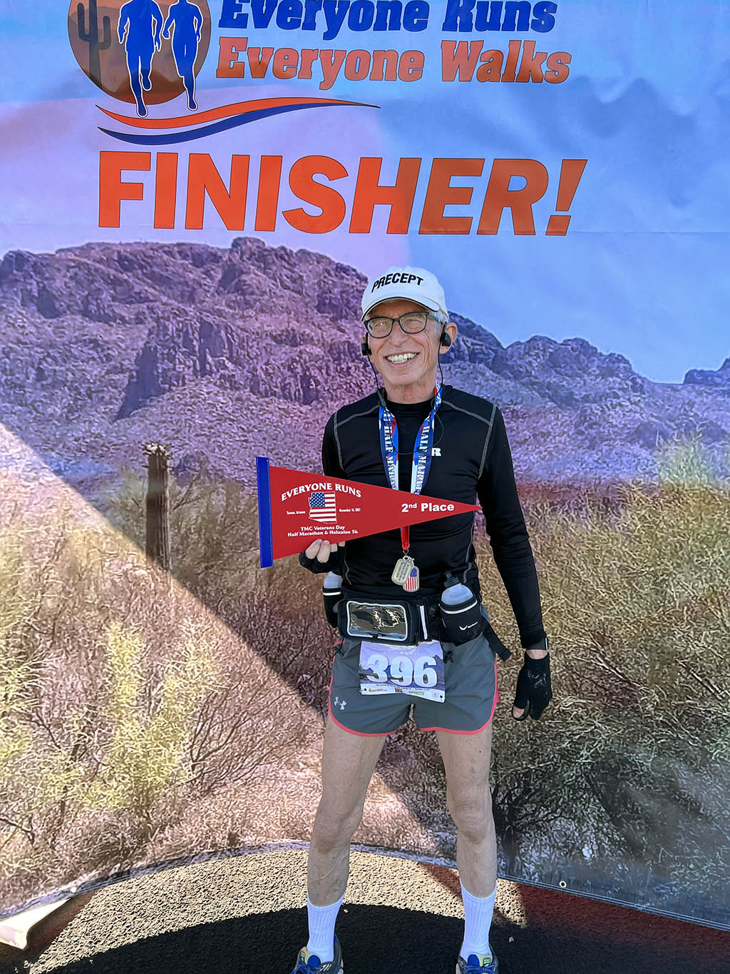 Nov 2021 - 2nd place (category over 70). 1/2 marathon. Thinnest at 128 lbs.