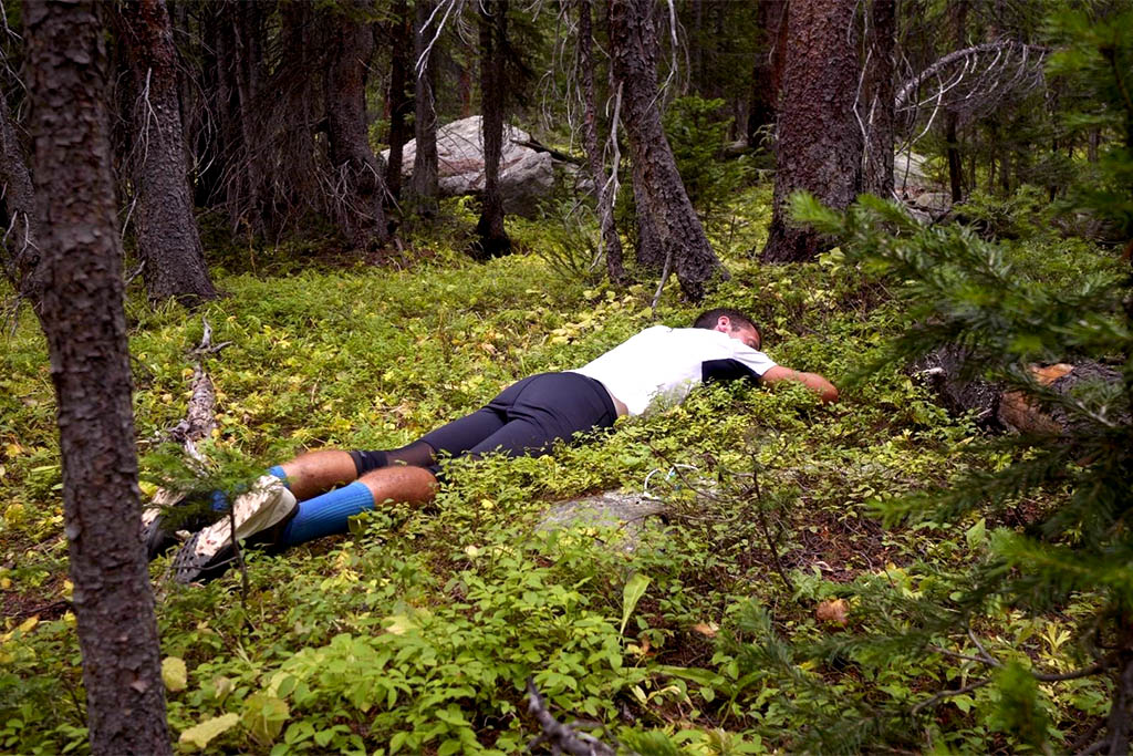 Michael McKnight taking a brief trail nap near Timberline Lakes.