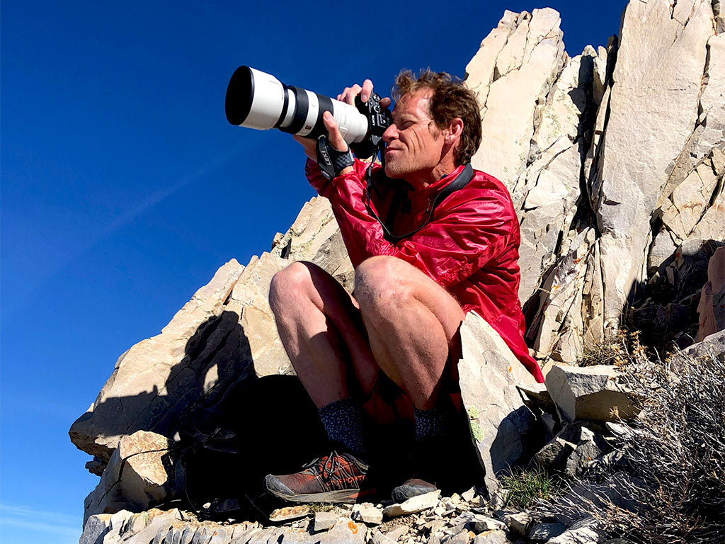 Matthew Van Horn filming at Everest Ridge on Mt. Timpanogos
